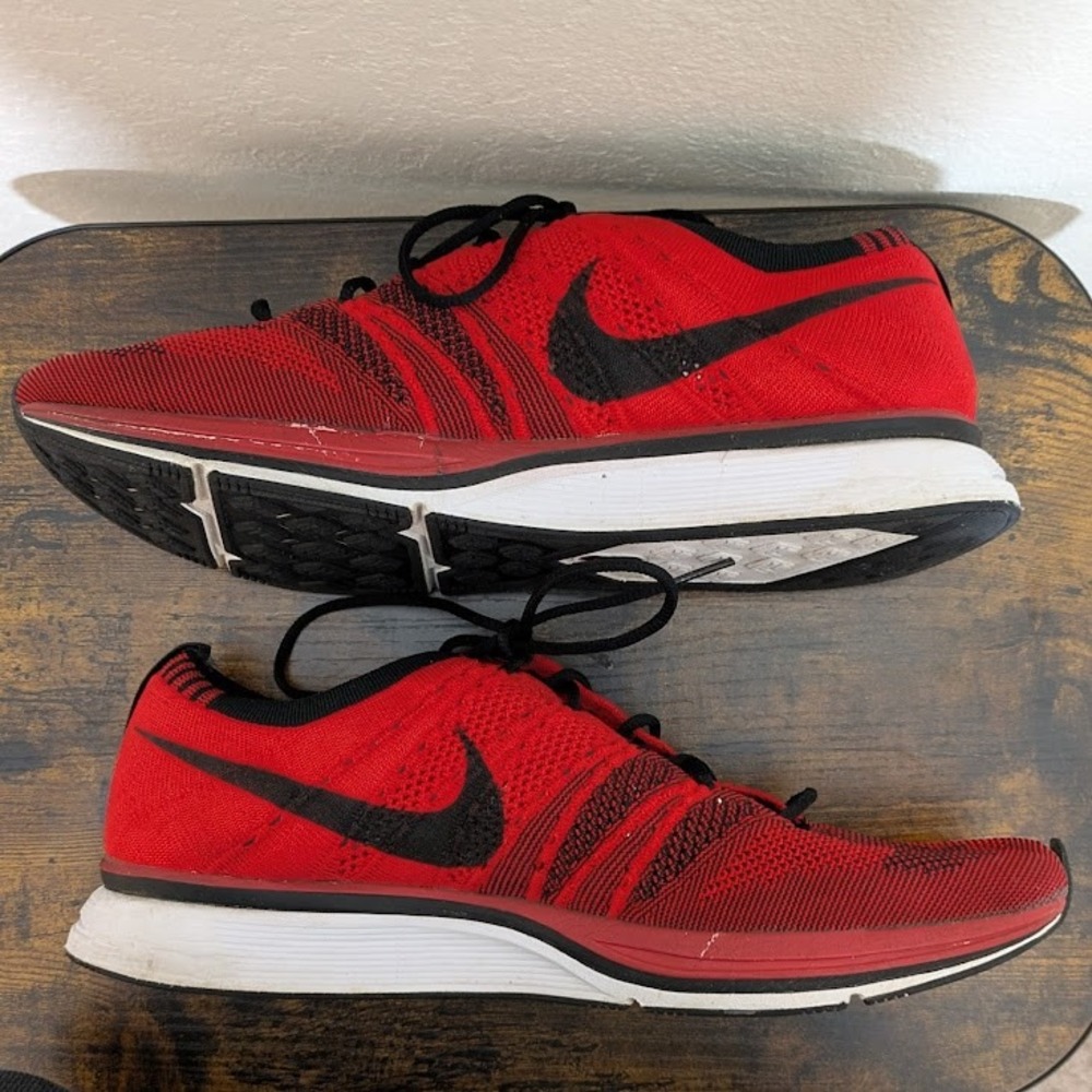 Nike Flyknit Racer Mens Red Black Athletic Running Shoes Sneakers Size 11 - Picture 12 of 15